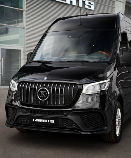 Photo Mercedes Benz Sprinter W907 W910 Full Body Kit Sport Front Bumper Tuning 2018-2025 (With Parking Sensor) | DL Auto Design