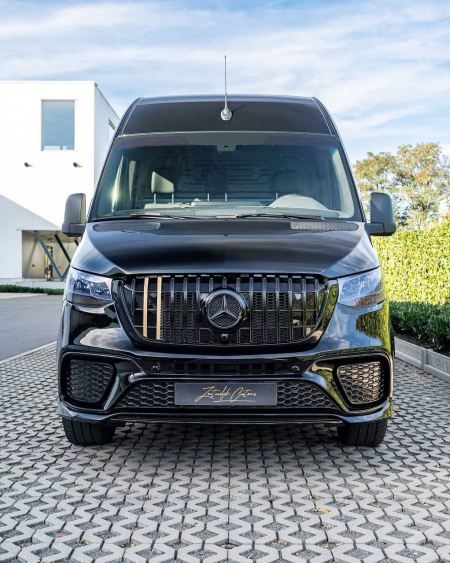 Photo Mercedes Benz Sprinter W907 W910 Full Body Kit Sport Front Bumper Tuning 2018-2025 (With Parking Sensor) | DL Auto Design