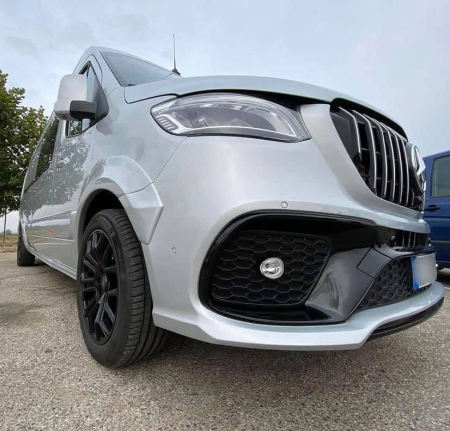 Photo Mercedes Benz Sprinter W907 W910 Full Body Kit Sport Front Bumper Tuning 2018-2025 (With Parking Sensor) | DL Auto Design