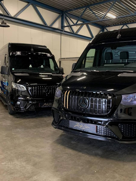 Photo Mercedes Benz Sprinter W907 W910 Full Body Kit Sport Front Bumper Tuning 2018-2025 (With Parking Sensor) | DL Auto Design
