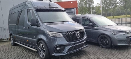 Photo Mercedes Benz Sprinter W907 W910 Full Body Kit Sport Front Bumper Tuning 2018-2025 (With Parking Sensor) | DL Auto Design