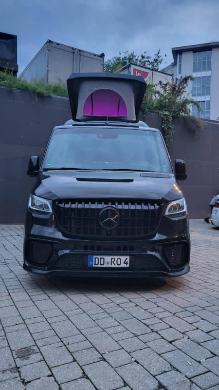 Photo Mercedes Benz Sprinter W907 W910 Full Body Kit Sport Front Bumper Tuning 2018-2025 (With Parking Sensor) | DL Auto Design