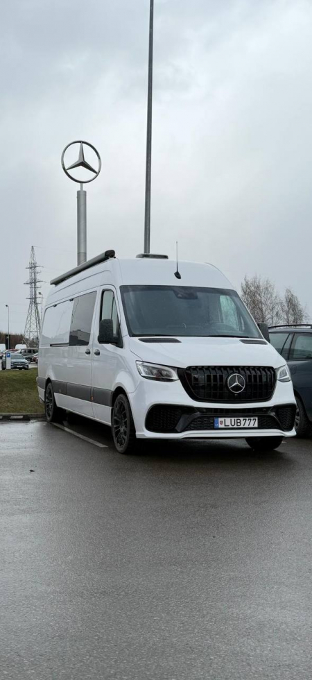 Photo Mercedes Benz Sprinter W907 W910 Full Body Kit Sport Front Bumper Tuning 2018-2025 (With Parking Sensor) | DL Auto Design