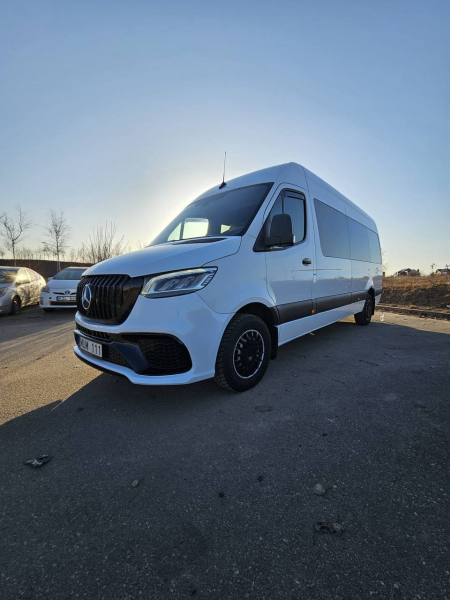Photo Mercedes Benz Sprinter W907 W910 Full Body Kit Sport Front Bumper Tuning 2018-2025 (With Parking Sensor) | DL Auto Design