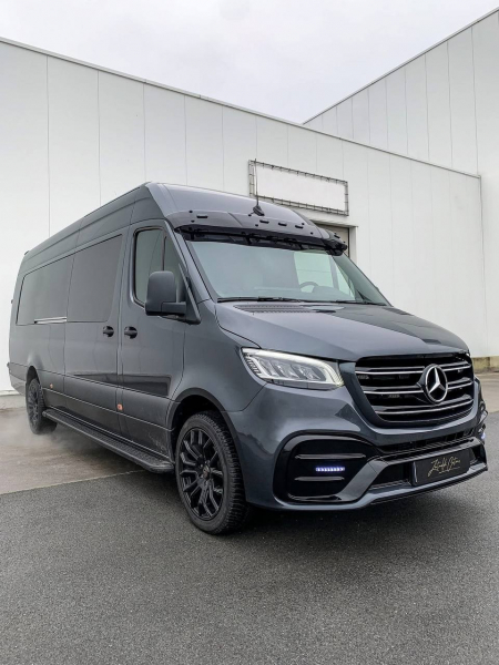 Photo Mercedes Benz Sprinter W907 W910 Full Body Kit Sport Front Bumper Tuning 2018-2025 (With Parking Sensor) | DL Auto Design