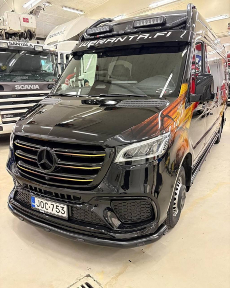 Photo Mercedes Benz Sprinter W907 W910 Full Body Kit Sport Front Bumper Tuning 2018-2025 (With Parking Sensor) | DL Auto Design