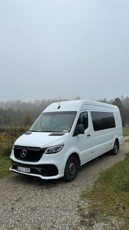 Photo Mercedes Benz Sprinter W907 W910 Full Body Kit Sport Front Bumper Tuning 2018-2025 (With Parking Sensor) | DL Auto Design