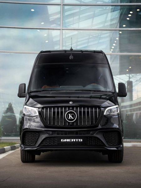 Photo Mercedes Benz Sprinter W907 W910 Full Body Kit Sport Front Bumper Tuning 2018-2025 (With Parking Sensor) | DL Auto Design