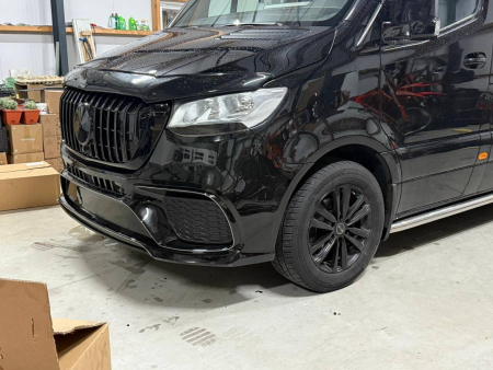 Photo Mercedes Benz Sprinter W907 W910 Full Body Kit Sport Front Bumper Tuning 2018-2025 (With Parking Sensor) | DL Auto Design