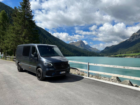 Photo Mercedes Benz Sprinter W907 W910 Full Body Kit Sport Front Bumper Tuning 2018-2025 (With Parking Sensor) | DL Auto Design