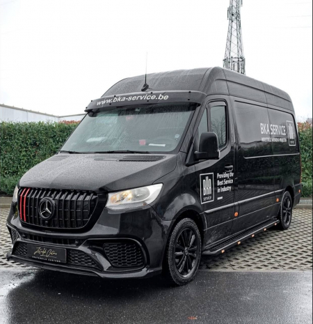 Photo Mercedes Benz Sprinter W907 W910 Full Body Kit Sport Front Bumper Tuning 2018-2025 (With Parking Sensor) | DL Auto Design