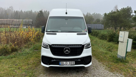 Photo Mercedes Benz Sprinter W907 W910 Full Body Kit Sport Front Bumper Tuning 2018-2025 (With Parking Sensor) | DL Auto Design