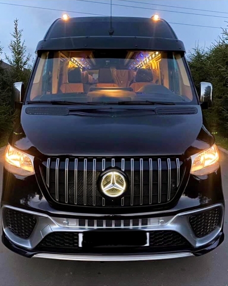 Photo Mercedes Benz Sprinter W907 W910 Full Body Kit Sport Front Bumper Tuning 2018-2025 (With Parking Sensor) | DL Auto Design
