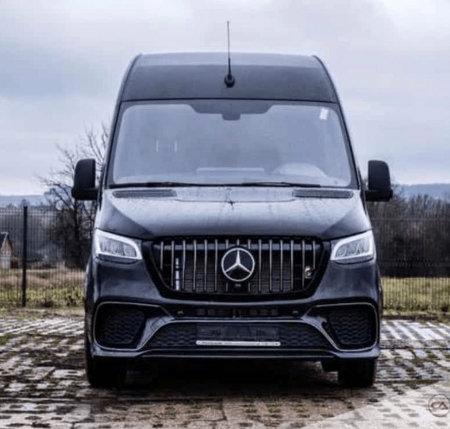 Photo Mercedes Benz Sprinter W907 W910 Full Body Kit Sport Front Bumper Tuning 2018-2025 (With Parking Sensor) | DL Auto Design