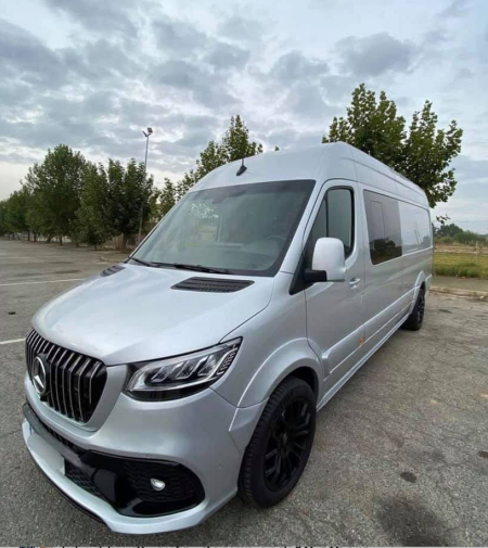 Photo Mercedes Benz Sprinter W907 W910 Full Body Kit Sport Front Bumper Tuning 2018-2025 (With Parking Sensor) | DL Auto Design