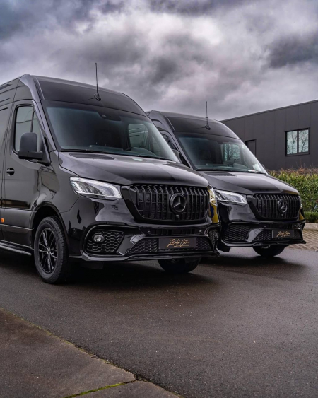 Photo Mercedes Benz Sprinter W907 W910 Full Body Kit Sport Front Bumper Tuning 2018-2025 (With Parking Sensor) | DL Auto Design