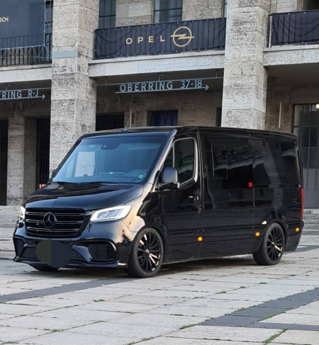 Photo Mercedes Benz Sprinter W907 W910 Full Body Kit Sport Front Bumper Tuning 2018-2025 (With Parking Sensor) | DL Auto Design