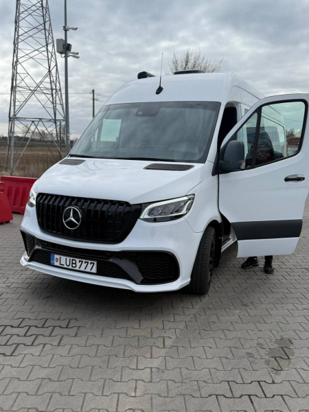 Photo Mercedes Benz Sprinter W907 W910 Full Body Kit Sport Front Bumper Tuning 2018-2025 (With Parking Sensor) | DL Auto Design