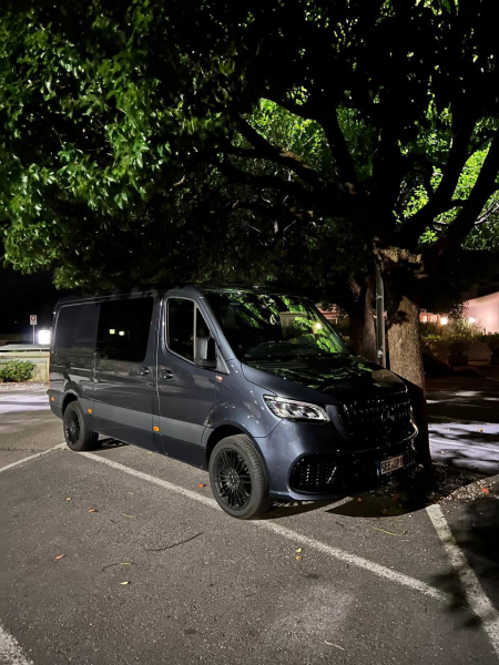 Photo Mercedes Benz Sprinter W907 W910 Full Body Kit Sport Front Bumper Tuning 2018-2025 (With Parking Sensor) | DL Auto Design
