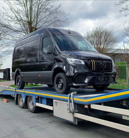 Photo Mercedes Benz Sprinter W907 W910 Full Body Kit Sport Front Bumper Tuning 2018-2025 (With Parking Sensor) | DL Auto Design