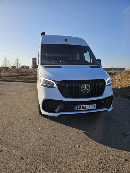 Photo Mercedes Benz Sprinter W907 W910 Full Body Kit Sport Front Bumper Tuning 2018-2025 (With Parking Sensor) | DL Auto Design