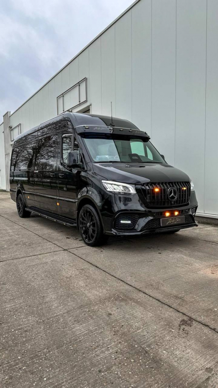 Photo Mercedes Benz Sprinter W907 W910 Full Body Kit Sport Front Bumper Tuning 2018-2025 (With Parking Sensor) | DL Auto Design
