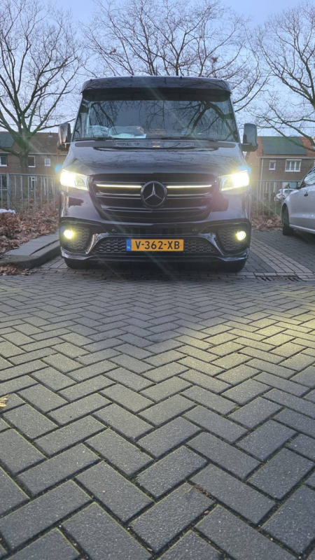 Photo Mercedes Benz Sprinter W907 W910 Full Body Kit Sport Front Bumper Tuning 2018-2025 (With Parking Sensor) | DL Auto Design