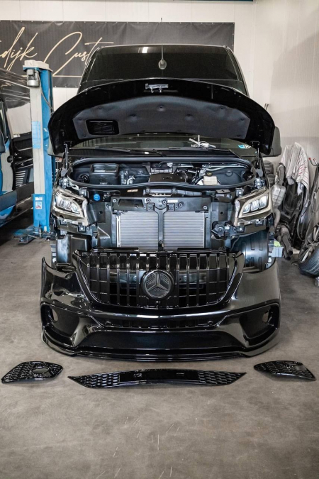 Photo Mercedes Benz Sprinter W907 W910 Full Body Kit Sport Front Bumper Tuning 2018-2025 (With Parking Sensor) | DL Auto Design
