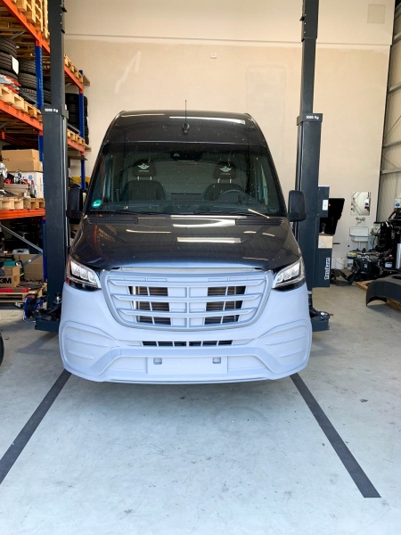 Photo Mercedes Benz Sprinter W907 W910 Full Body Kit Elegance Front Bumper Tuning 2018-2025 (With Parking Sensor) | DL Auto Design