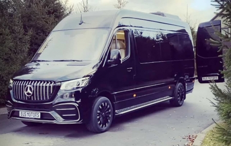Photo Mercedes Benz Sprinter W907 W910 Full Body Kit Elegance Front Bumper Tuning 2018-2025 (With Parking Sensor) | DL Auto Design
