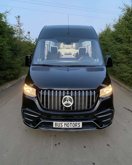 Photo Mercedes Benz Sprinter W907 W910 Full Body Kit Elegance Front Bumper Tuning 2018-2025 (With Parking Sensor) | DL Auto Design