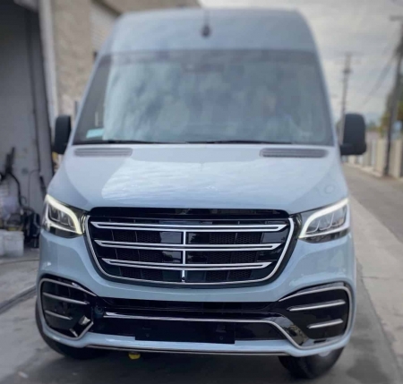 Photo Mercedes Benz Sprinter W907 W910 Full Body Kit Elegance Front Bumper Tuning 2018-2025 (With Parking Sensor) | DL Auto Design