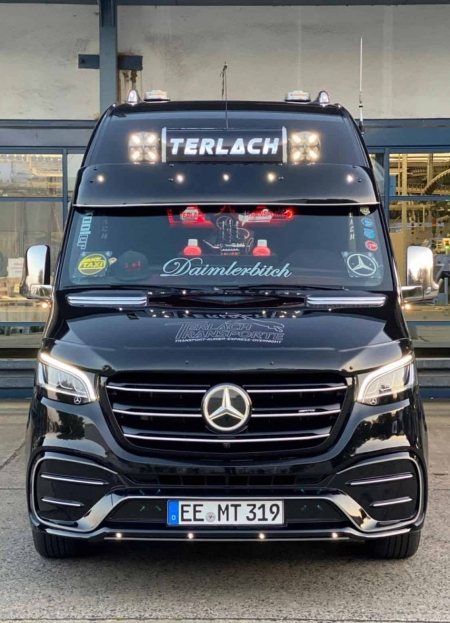 Photo Mercedes Benz Sprinter W907 W910 Full Body Kit Elegance Front Bumper Tuning 2018-2025 (With Parking Sensor) | DL Auto Design