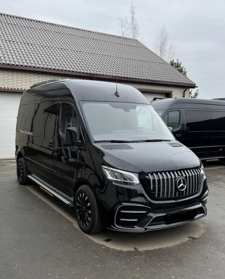 Photo Mercedes Benz Sprinter W907 W910 Full Body Kit Elegance Front Bumper Tuning 2018-2025 (With Parking Sensor) | DL Auto Design