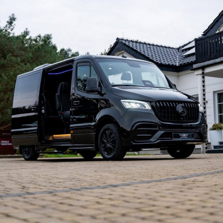 Photo Mercedes Benz Sprinter W907 W910 Full Body Kit Elegance Front Bumper Tuning 2018-2025 (With Parking Sensor) | DL Auto Design