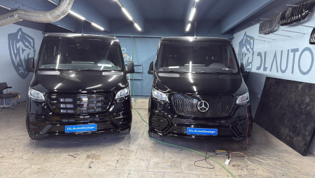 Photo Mercedes Benz Sprinter W907 W910 Full Body Kit Facelift Front Bumper Tuning 2018-2025 (With Parking Sensor) | DL Auto Design