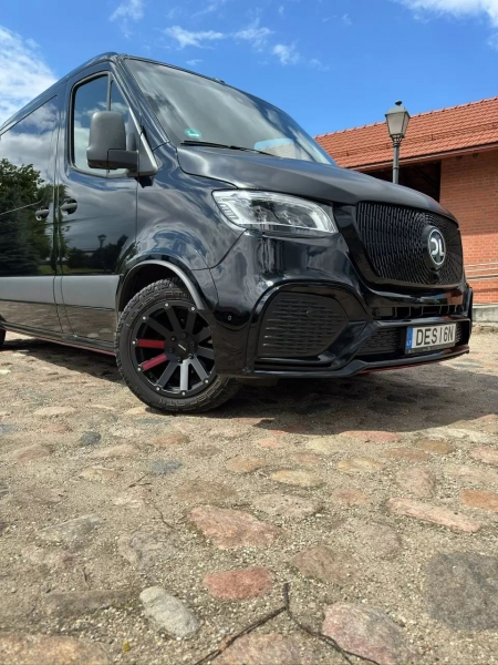 Photo Mercedes Benz Sprinter W907 W910 Full Body Kit Facelift Front Bumper Tuning 2018-2025 (With Parking Sensor) | DL Auto Design
