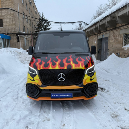 Photo Mercedes Benz Sprinter W907 W910 Full Body Kit Facelift Front Bumper Tuning 2018-2025 (With Parking Sensor) | DL Auto Design
