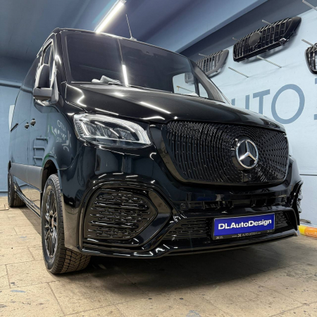 Photo Mercedes Benz Sprinter W907 W910 Full Body Kit Facelift Front Bumper Tuning 2018-2025 (With Parking Sensor) | DL Auto Design