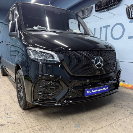 Photo Mercedes Benz Sprinter W907 W910 Full Body Kit Facelift Front Bumper Tuning 2018-2025 (With Parking Sensor) | DL Auto Design