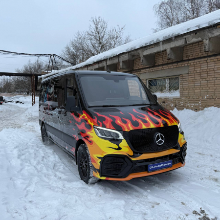 Photo Mercedes Benz Sprinter W907 W910 Full Body Kit Facelift Front Bumper Tuning 2018-2025 (With Parking Sensor) | DL Auto Design