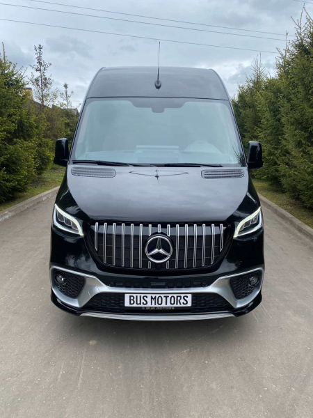 Photo Mercedes Benz Sprinter W907 W910 Body Kit Front Tuning Bumper Sport 2018-2025 (With Parking Sensor). And Have Frog Lights This Design Bumper Gift Front Grill | DL Auto Design