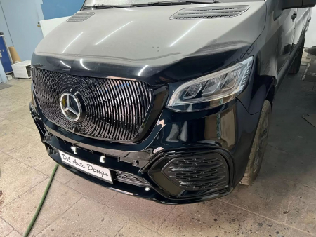 Photo Mercedes Benz Sprinter W907 W910 Body Kit Tuning Front Bumper Facelift 2018-2025 (With Parking Sensor). And Have Frog Lights This Design Bumper Gift Front Grill | DL Auto Design