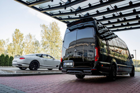 Photo Mercedes Benz Sprinter W907 Elegance (Front bumper + Front grill any design + Rear bumper + Side skiers). Shipping any country Europe free | DL Auto Design