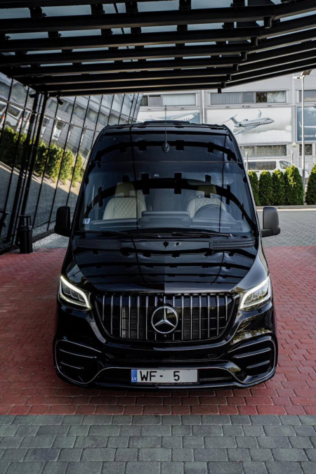 Photo Mercedes Benz Sprinter W907 Elegance (Front bumper + Front grill any design + Rear bumper + Side skiers). Shipping any country Europe free | DL Auto Design