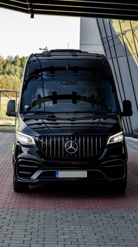 Photo Mercedes Benz Sprinter W907 Elegance (Front bumper + Front grill any design + Rear bumper + Side skiers). Shipping any country Europe free | DL Auto Design
